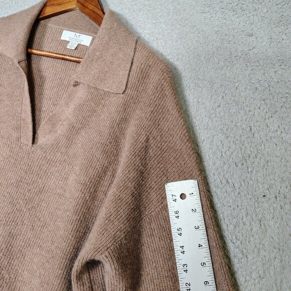 Magaschoni Sweater Women's XL Brown 100% Cashmere Ribbed soft Cozy Preppy - Picture 4 of 11